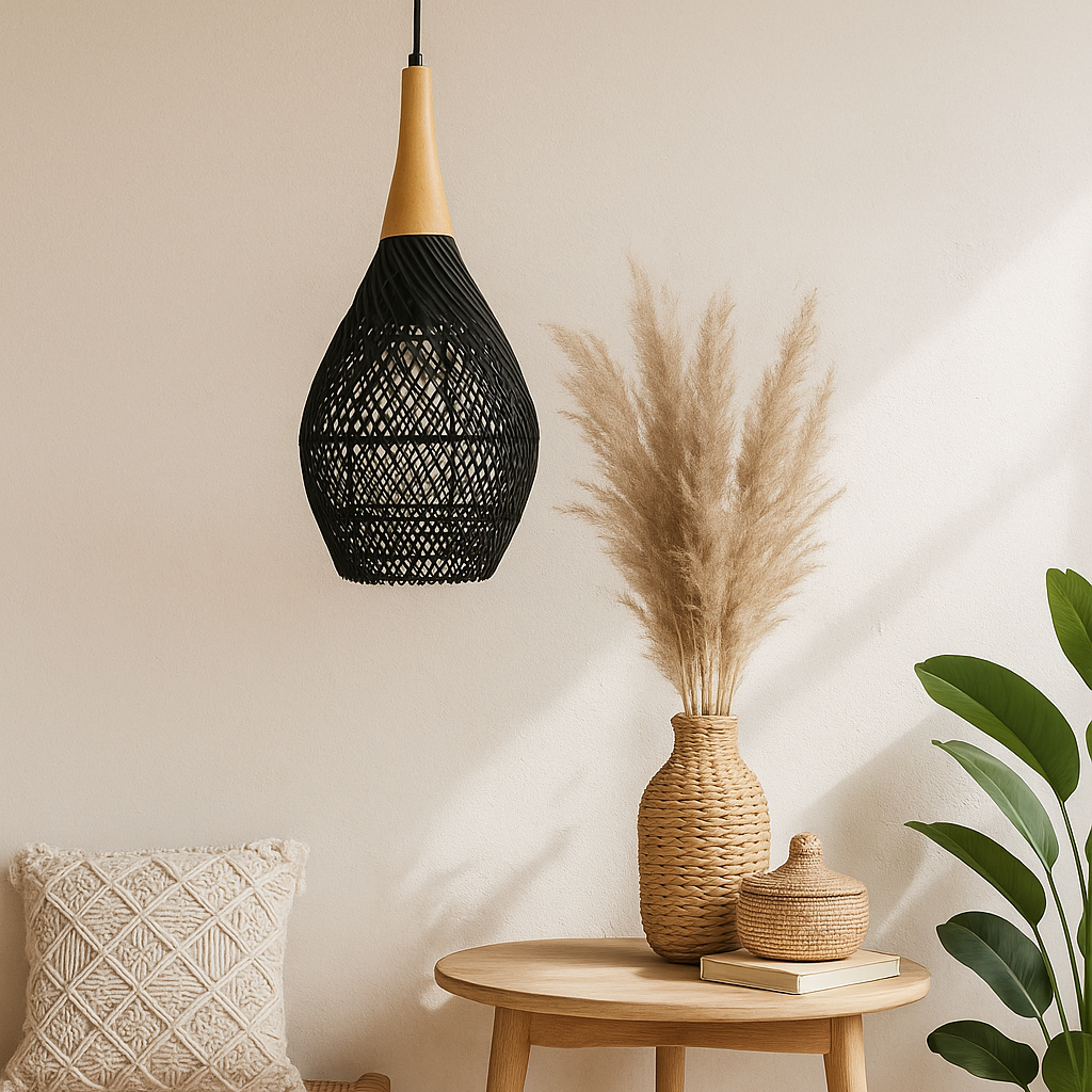 Suspension rotin WabiSabi LED Boheme