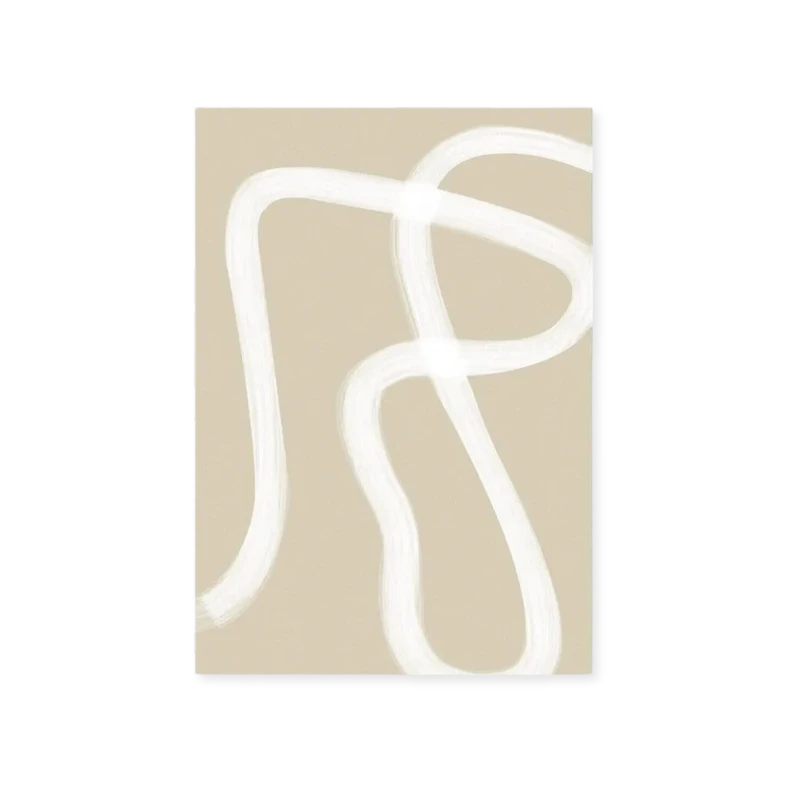 Affiche Abstraite Minimaliste Beige et Blanche-Déco Bohème
