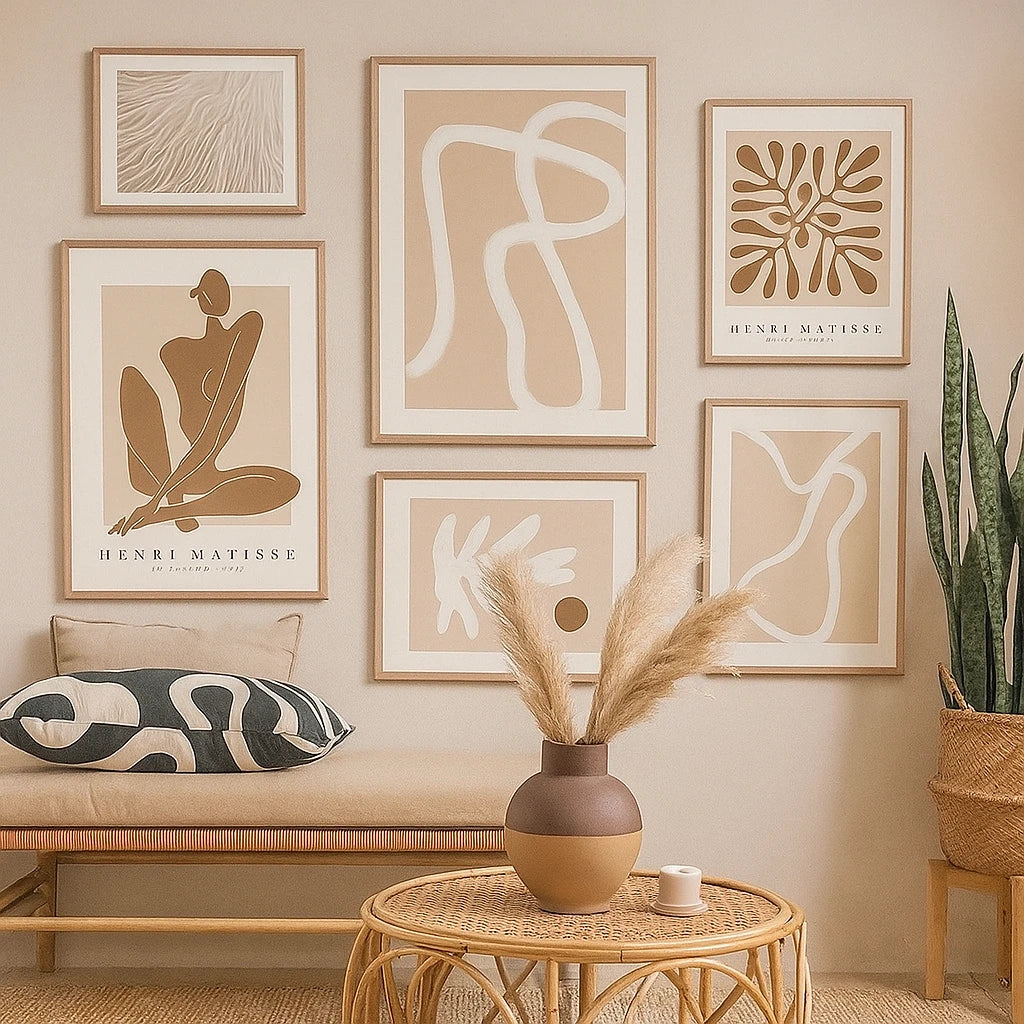 Affiche Abstraite Minimaliste Beige et Blanche-Déco Bohème