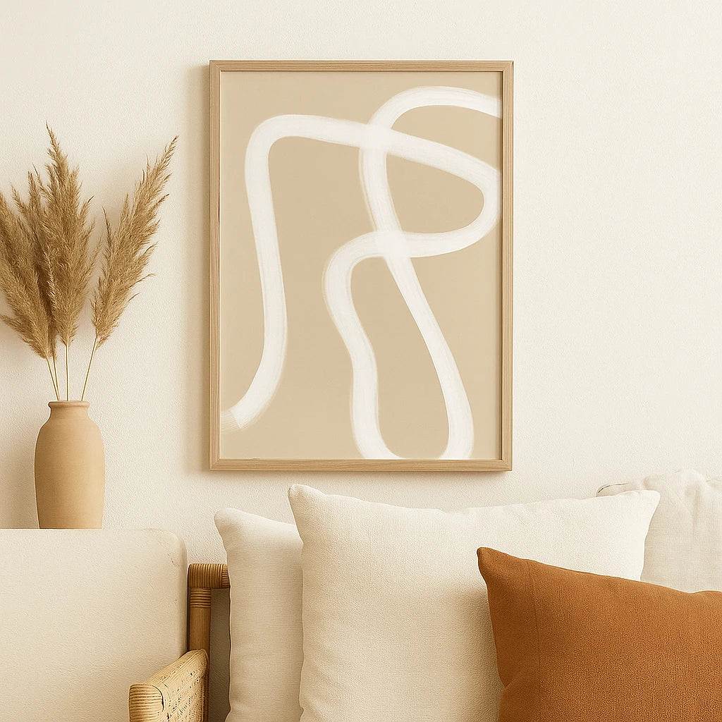 Affiche Abstraite Minimaliste Beige et Blanche-Déco Bohème