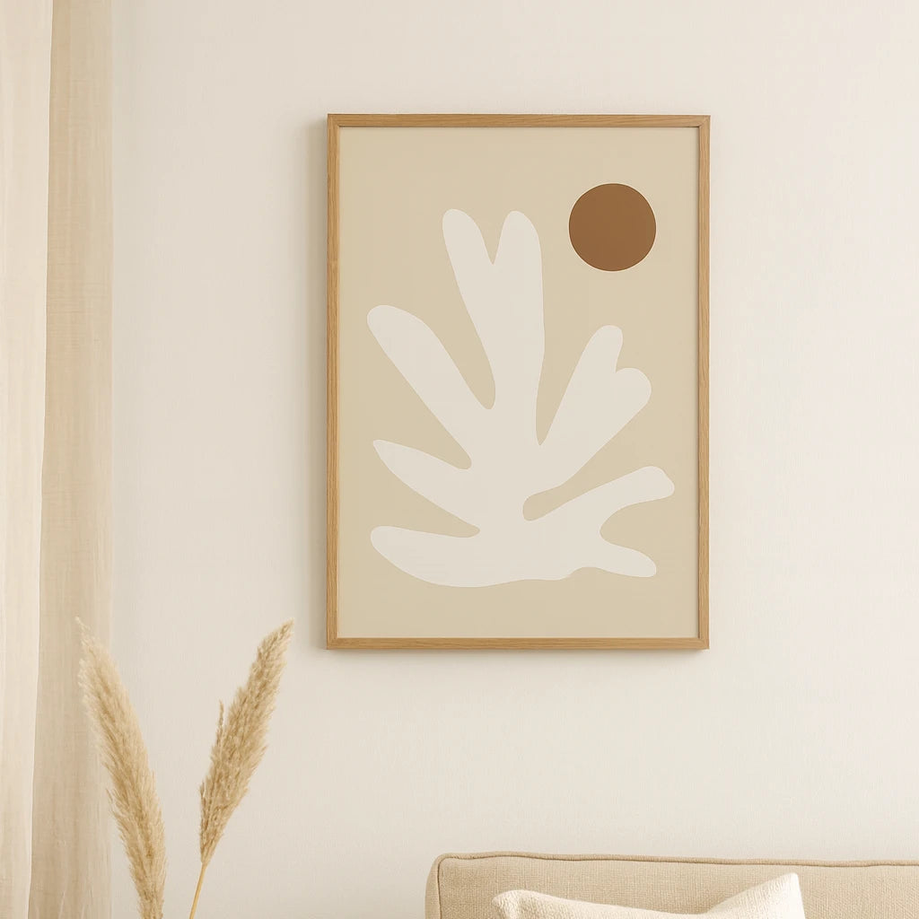 Affiche Abstraite Organique Beige et Marron-Déco Bohème