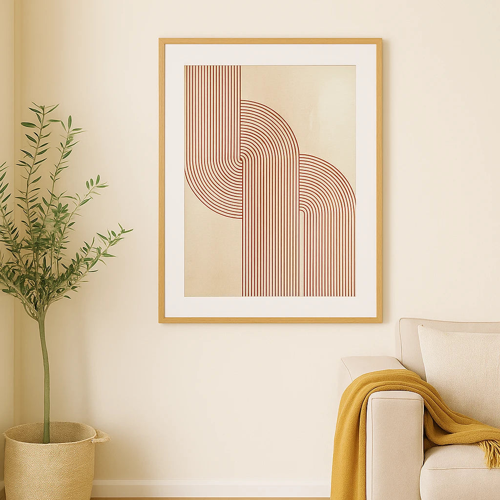 Affiche Murale Design Géométrique Terracotta Sur Fond Beige-Déco Bohème