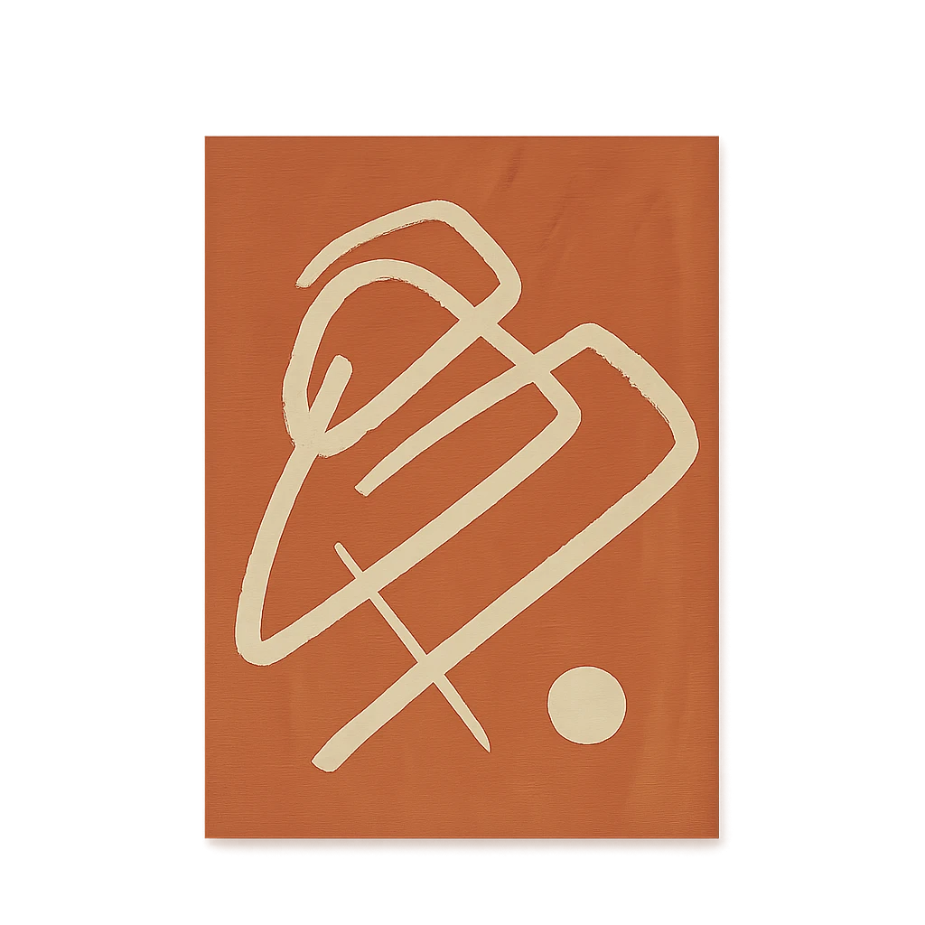 Affiche Murale Moderne Abstraite Beige Sur Fond Terracotta-Déco Bohème