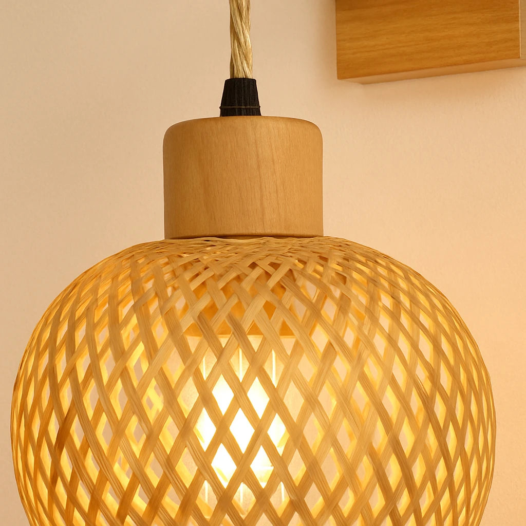 Applique Murale En Bambou Tressé Luminaire-Déco Bohème