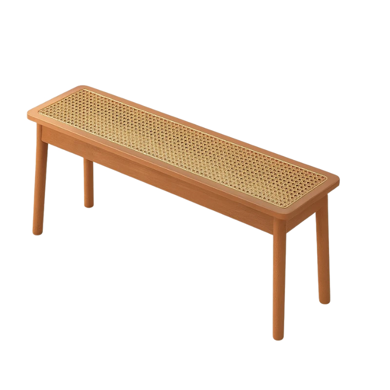Banc En Bois Miel Ambré Et Canage-Déco Bohème