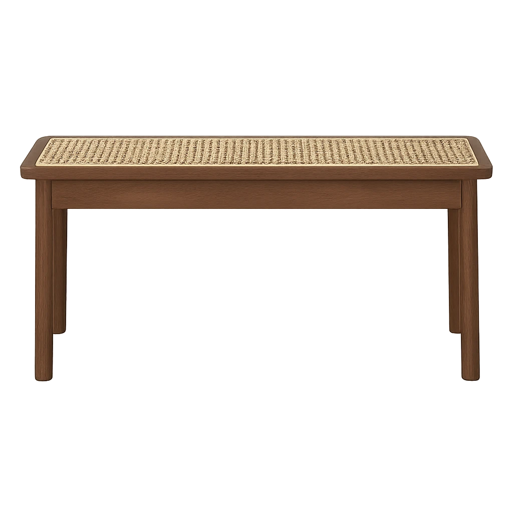 Banc En Bois Noyer Avec Assise En Cannage Bohème Chic-Déco Bohème