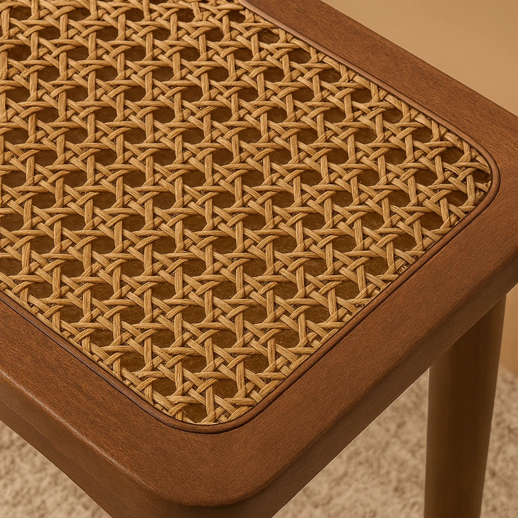 Banc En Bois Noyer Avec Assise En Cannage Bohème Chic-Déco Bohème