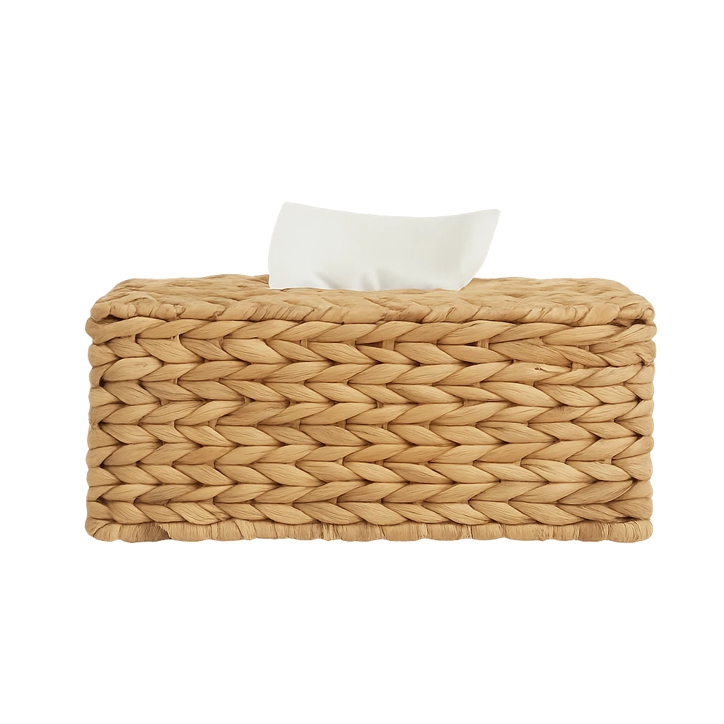 Boîte À Mouchoirs Tressée En Rotin Et Jacinthe D’Eau-Déco Bohème