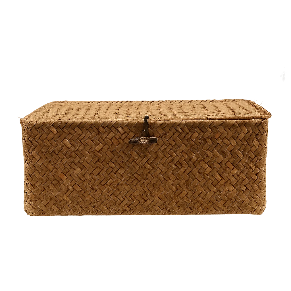 Boîte De Rangement Tressée Avec Couvercle-Déco Bohème