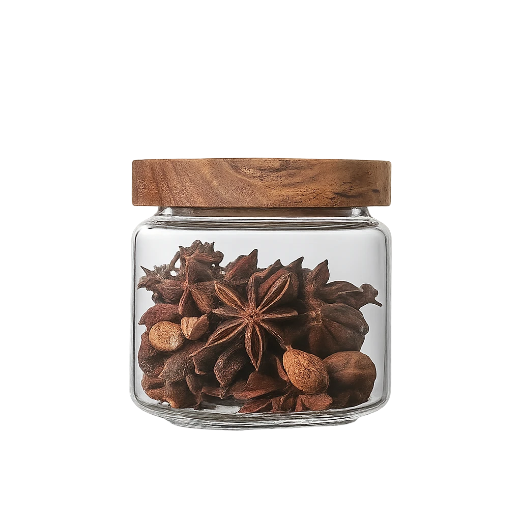 Boîte Hermétique En Verre Avec Couvercle En Bois-Déco Bohème