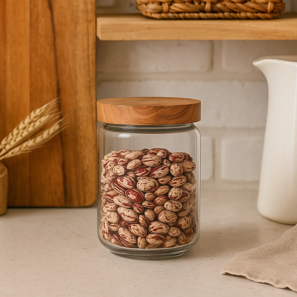 Boîte Hermétique En Verre Avec Couvercle En Bois-Déco Bohème