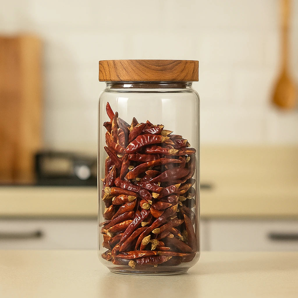Boîte Hermétique En Verre Avec Couvercle En Bois-Déco Bohème
