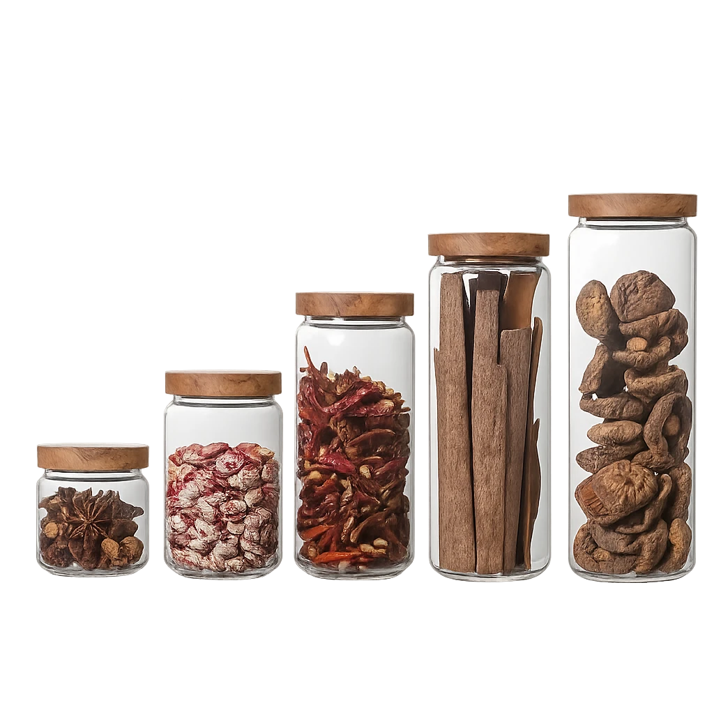 Boîte Hermétique En Verre Avec Couvercle En Bois-Déco Bohème