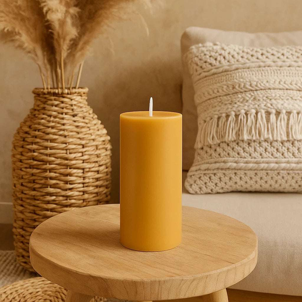 Bougies Piliers En Cire D’Abeille Artisanales Par Lot-Déco Bohème