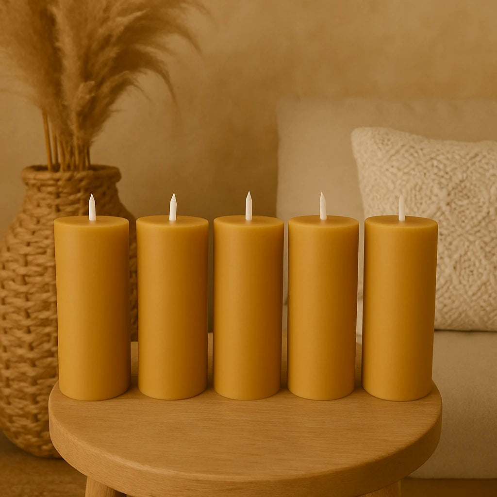 Bougies Piliers En Cire D’Abeille Artisanales Par Lot-Déco Bohème