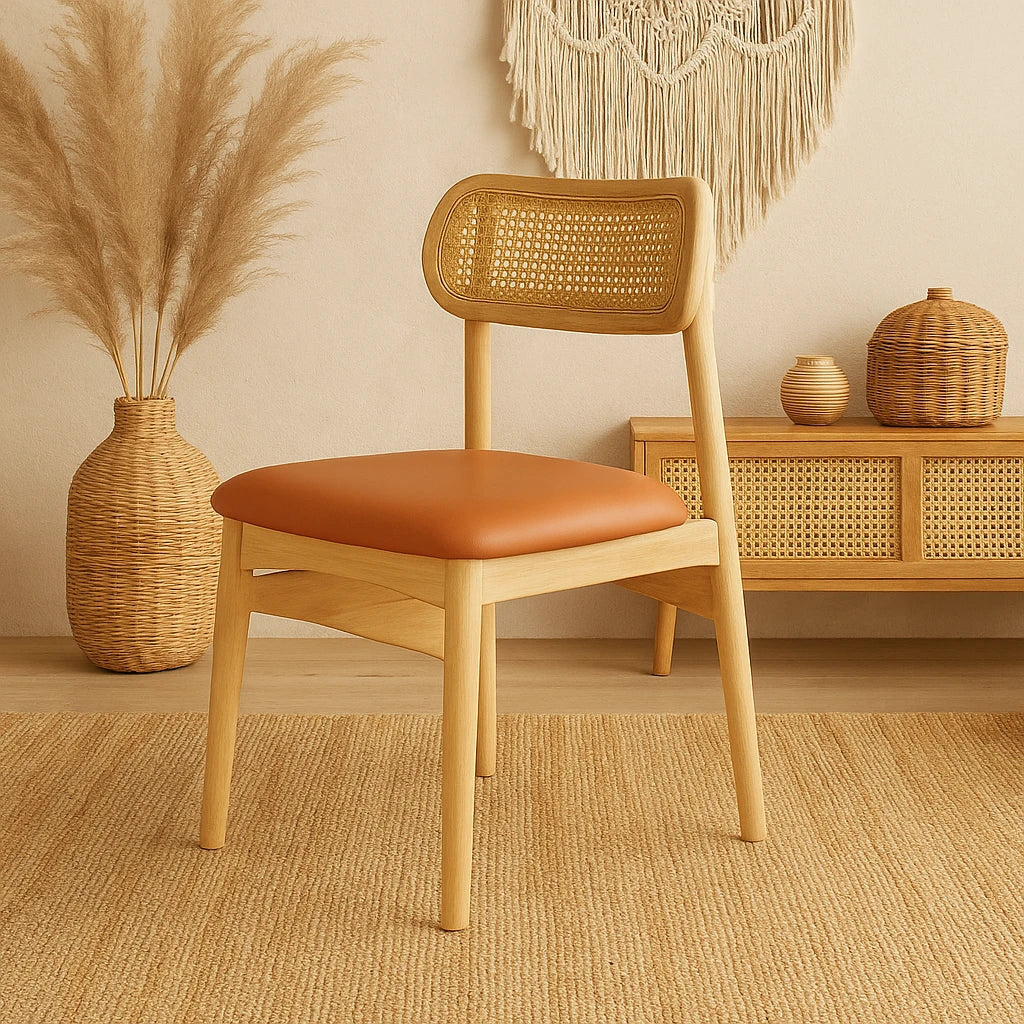 Chaise De Salle À Manger En Canage et Bois Massif-Déco Bohème