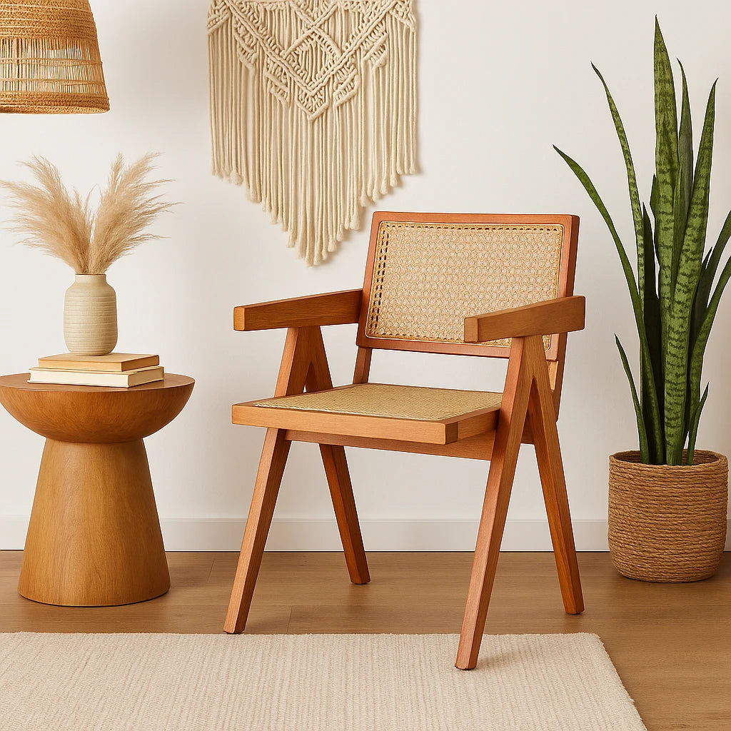 Chaise Nordique En Teck Avec Dossier 51x54x81cm-Déco Bohème