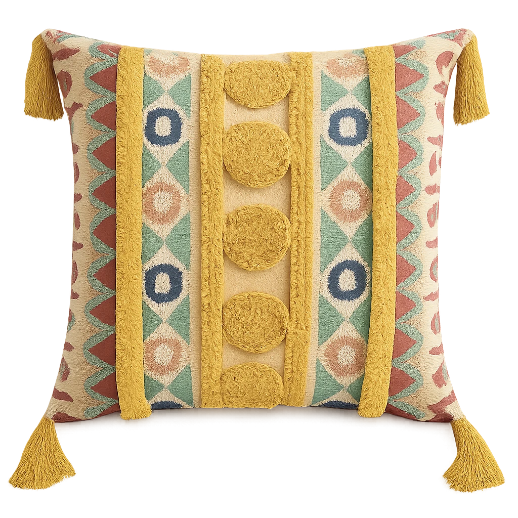 Coussin Imprimé Style Bohème En Lin 43x43cm-Déco Bohème
