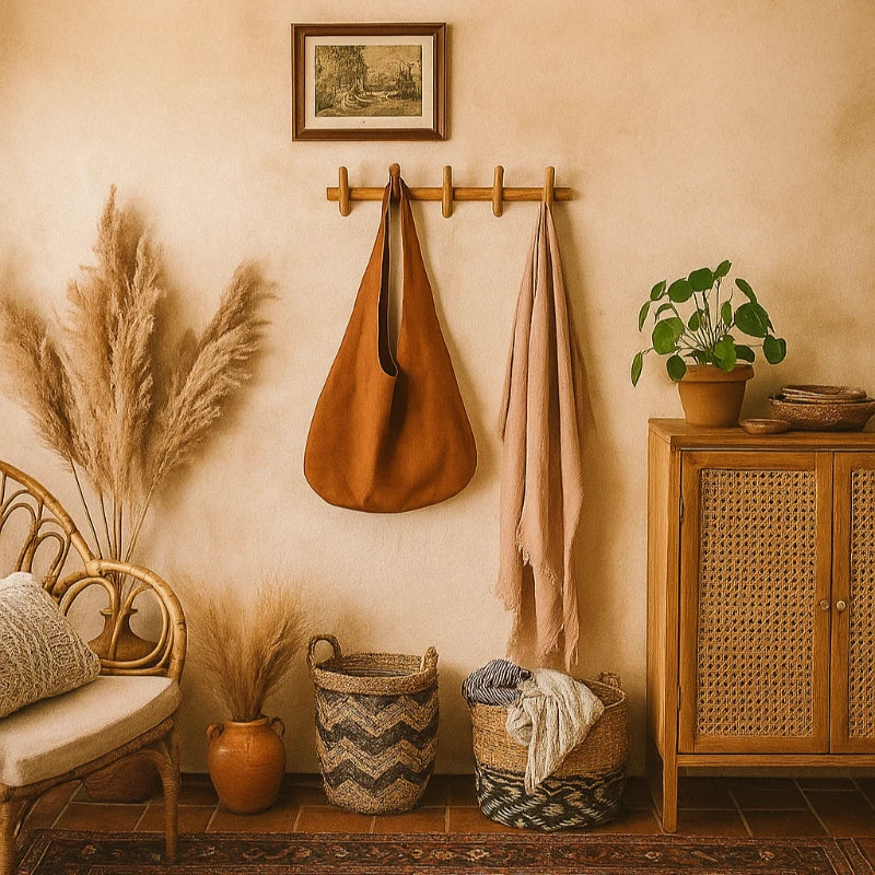 Crochets Muraux En Bois Nordique 50x12,5cm-Déco Bohème