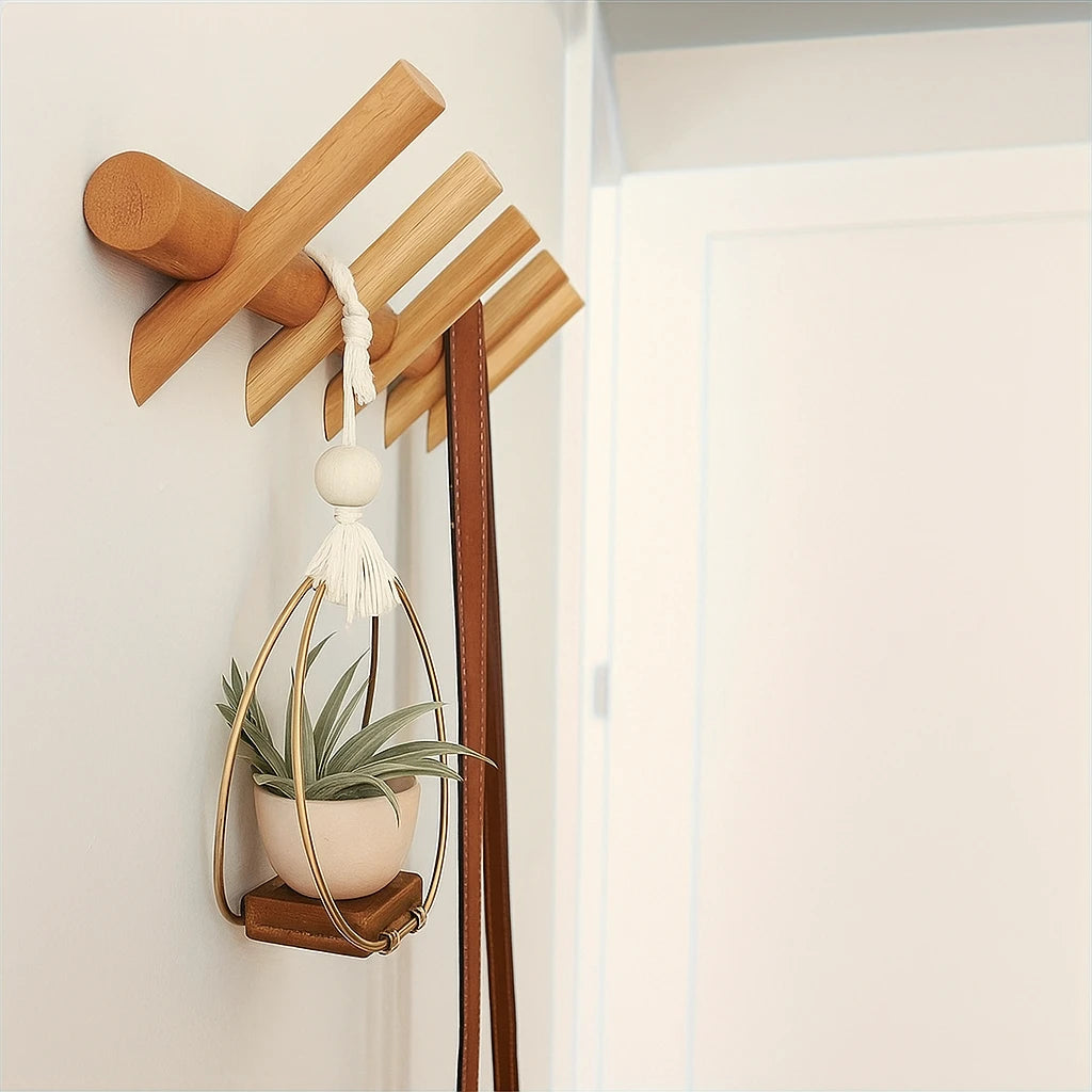 Crochets Muraux En Bois Nordique 50x12,5cm-Déco Bohème