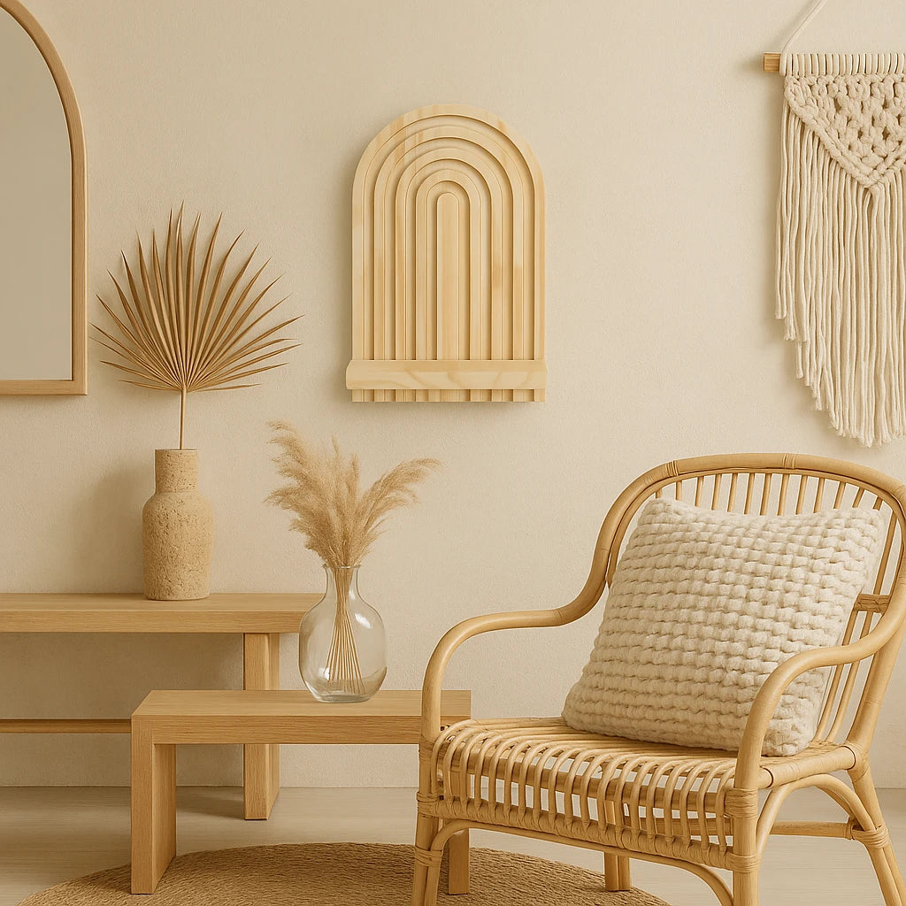 Étagère Murale Bohème en Bois Arche 29,5x19,5cm-Déco Bohème