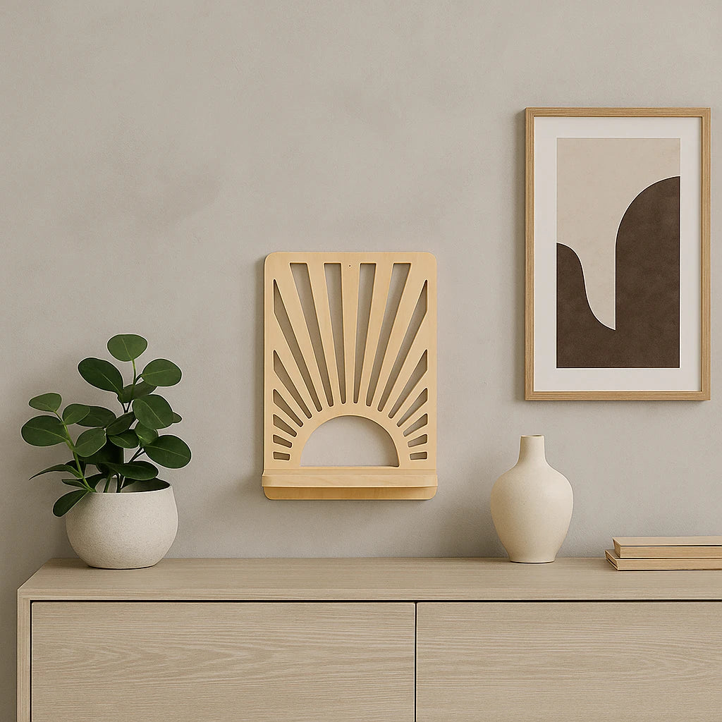 Étagère Murale En Bois Design Soleil 29,5x19,5cm-Déco Bohème