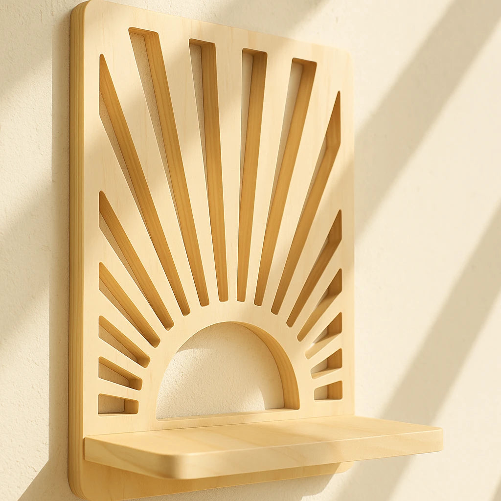 Étagère Murale En Bois Design Soleil 29,5x19,5cm-Déco Bohème