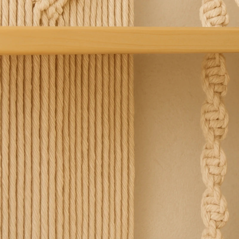 Étagère Murale En Macramé À 2 Niveaux 75x30cm-Déco Bohème