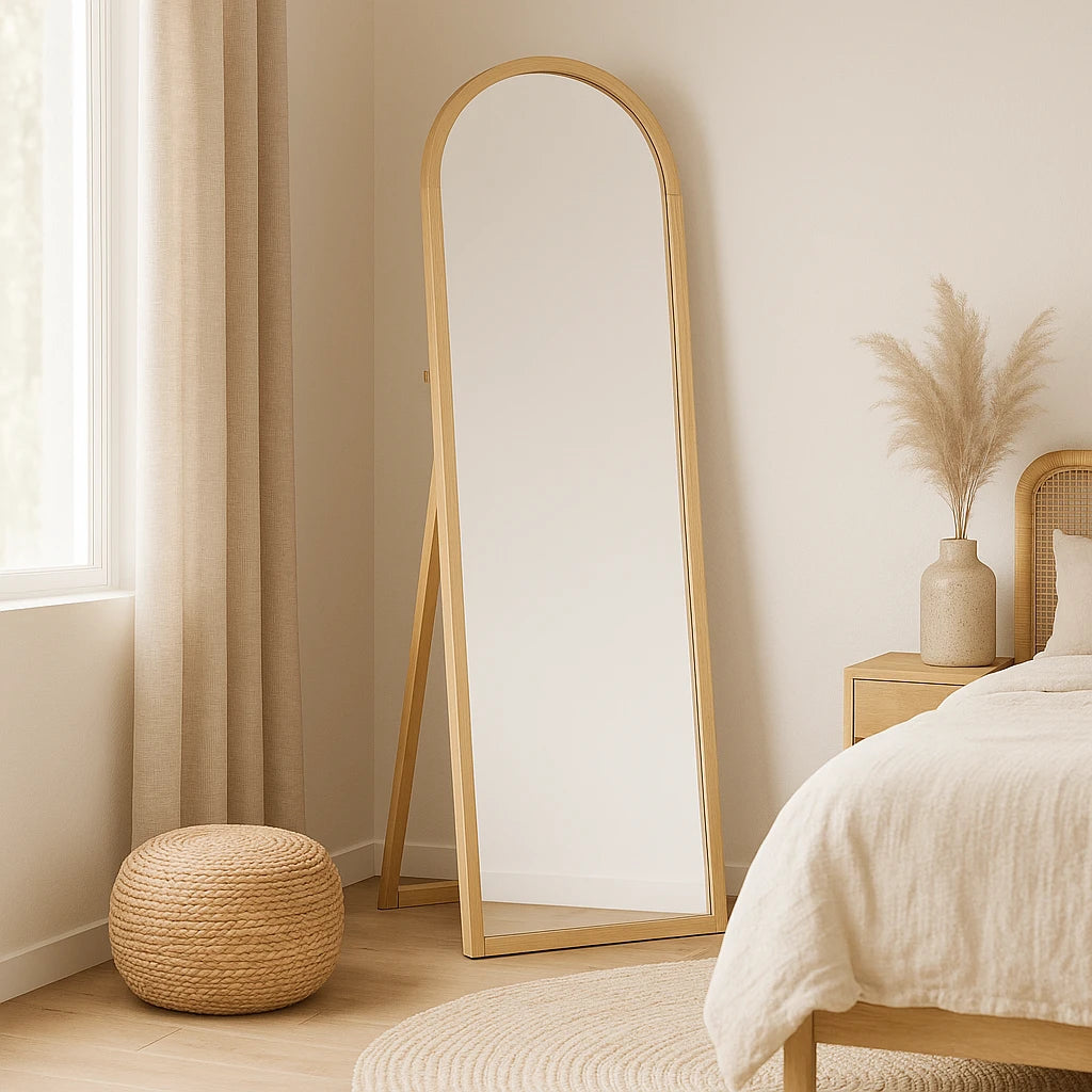Grand Miroir De Sol En Bois Scandinave - 150x46x43 cm-Déco Bohème