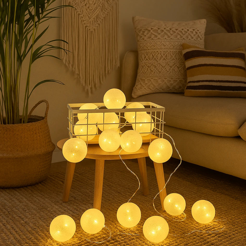 Guirlande Lumineuse LED Bohème 2.2M/20 Boules-Déco Bohème
