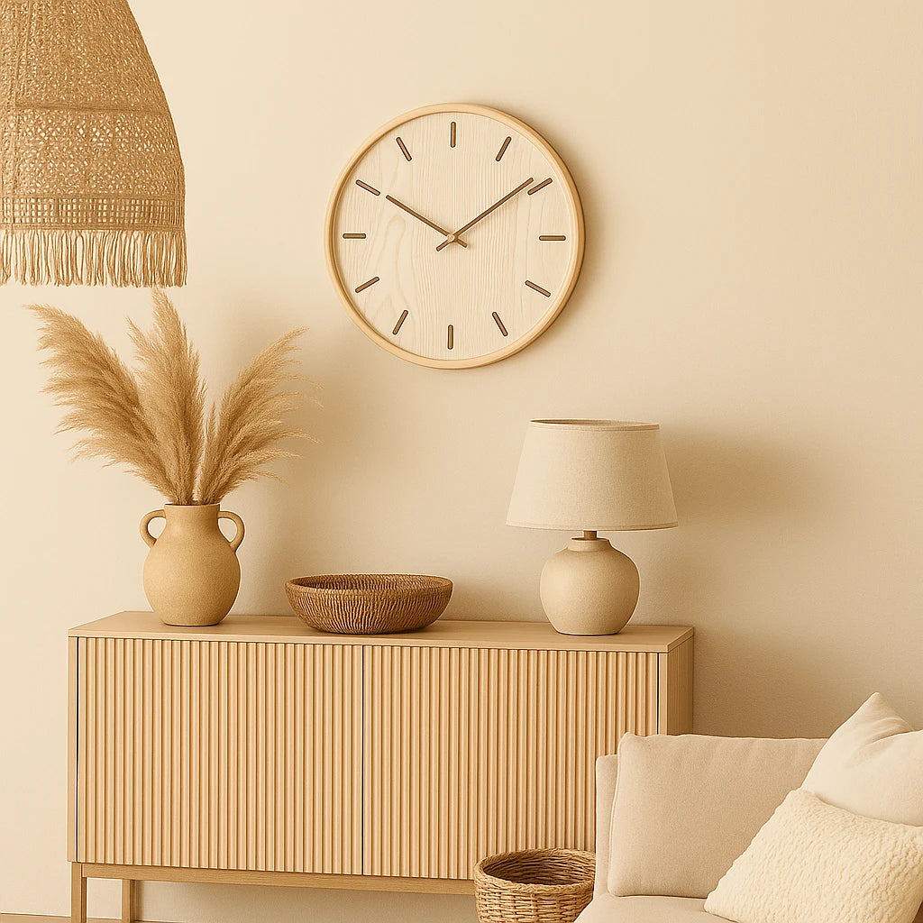 Horloge Minimaliste Bohème Beige - 30cm-Déco Bohème