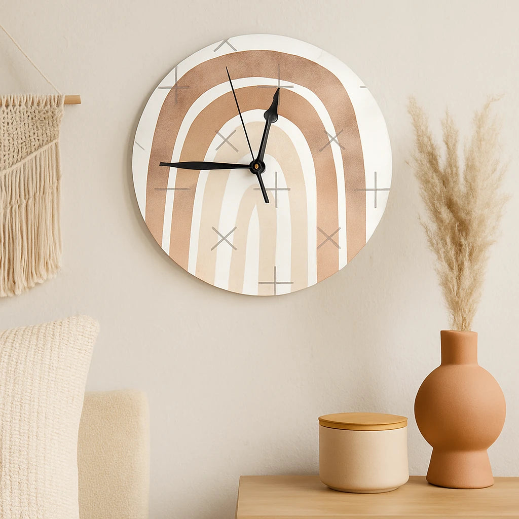 Horloge Murale Arc-En-Ciel Bohème Neutre - 25 cm-Déco Bohème
