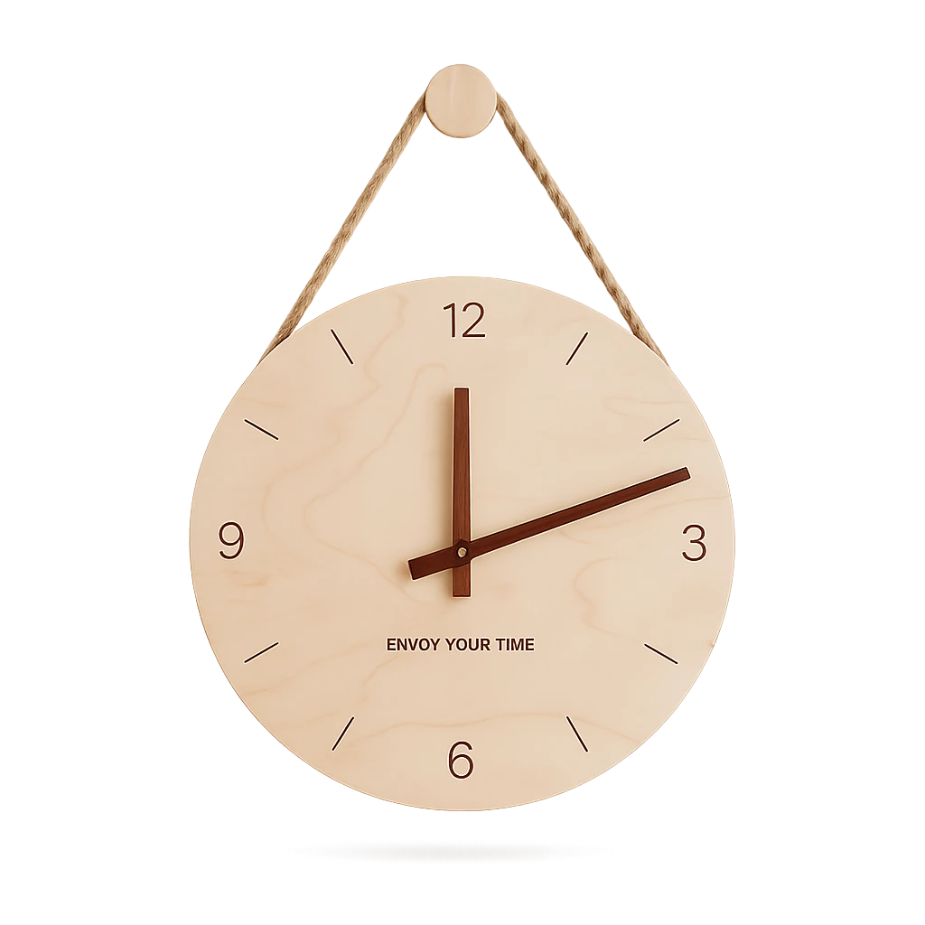 Horloge Murale Nordique En Bois Style Bohème - 18,5cm-Déco Bohème