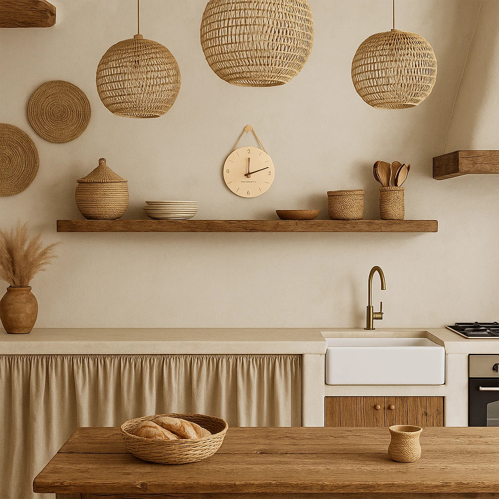 Horloge Murale Nordique En Bois Style Bohème - 18,5cm-Déco Bohème