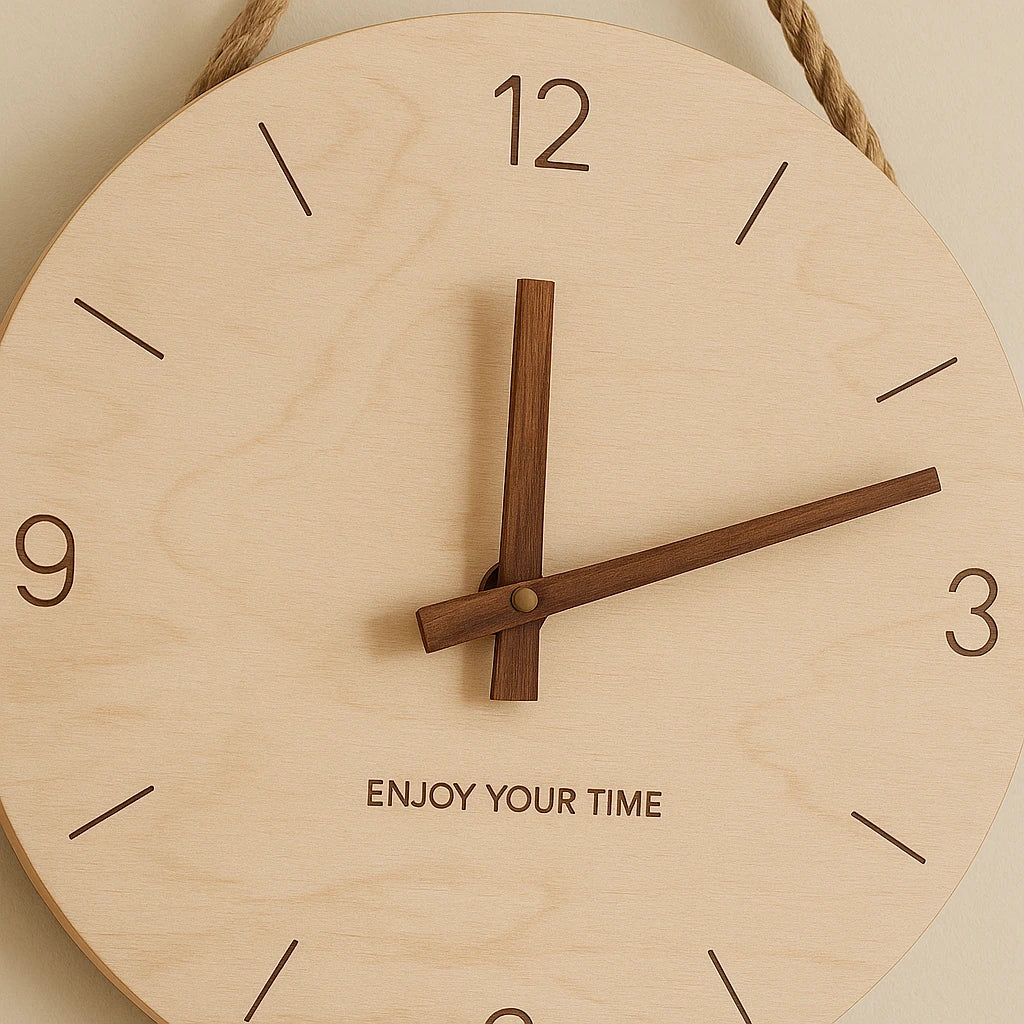 Horloge Murale Nordique En Bois Style Bohème - 18,5cm-Déco Bohème