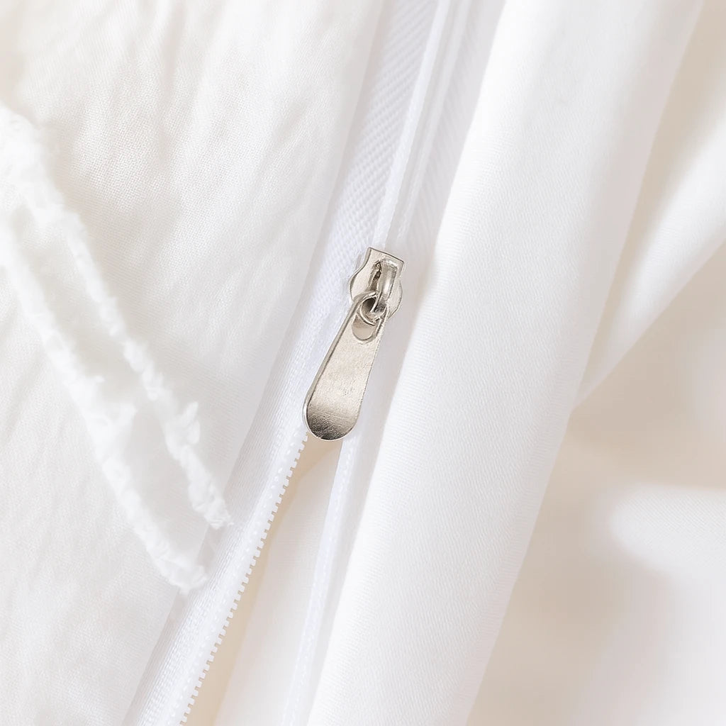 Housse De Couette Blanche À Pompons-Déco Bohème