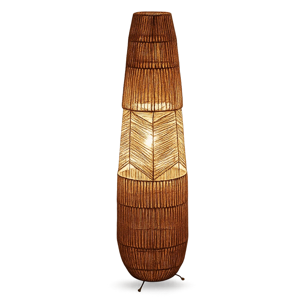 Lampadaire En Osier Et Corde De Chanvre 92x24cm-Déco Bohème