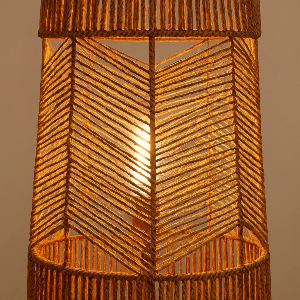 Lampadaire En Osier Et Corde De Chanvre 92x24cm-Déco Bohème