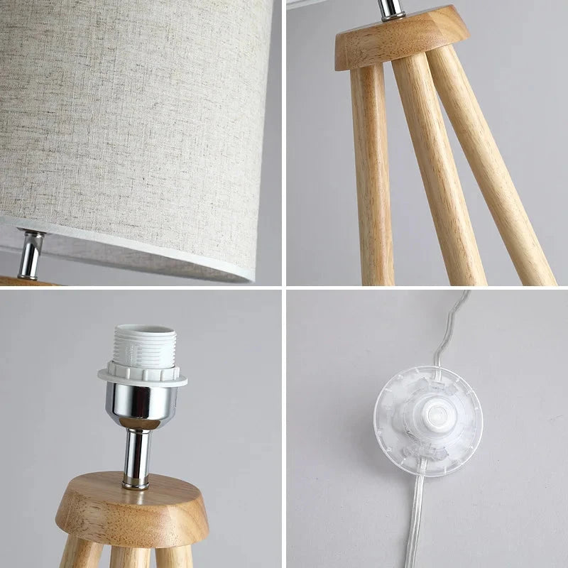 Lampadaire Trépied Minimaliste En Bois 150x35cm-Déco Bohème