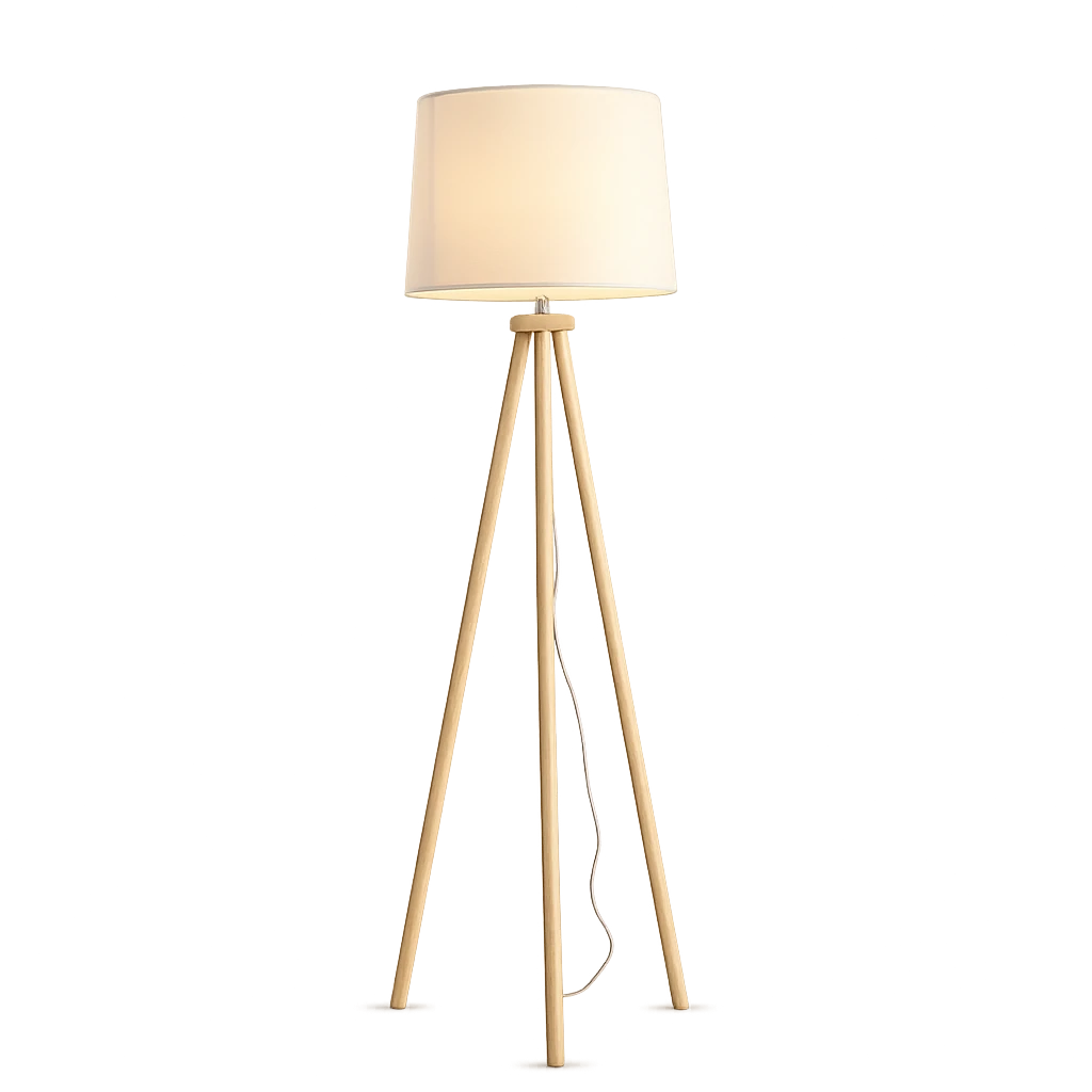 Lampadaire Trépied Minimaliste En Bois 150x35cm-Déco Bohème