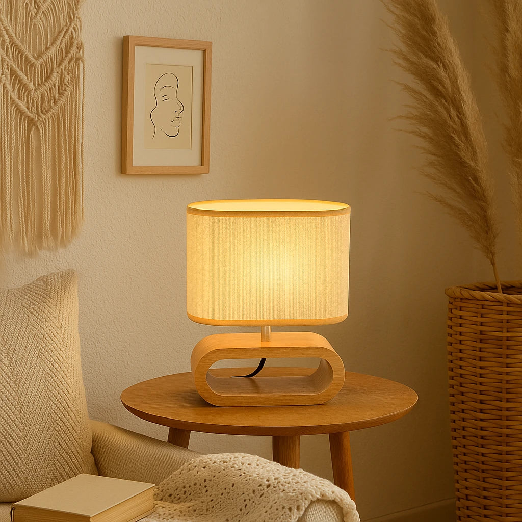 Lampe De Table À Base De Bois 20x24x31,5cm-Déco Bohème