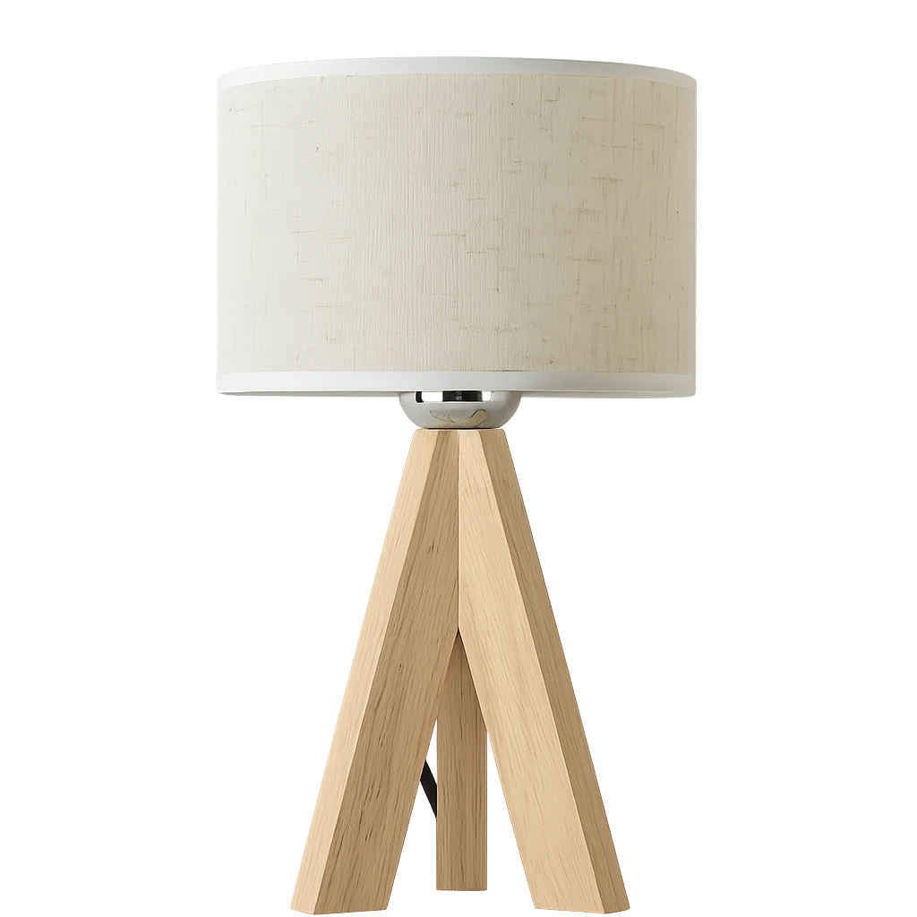 Lampe De Table En Bois Et Tissu Blanc 18x36cm-Déco Bohème