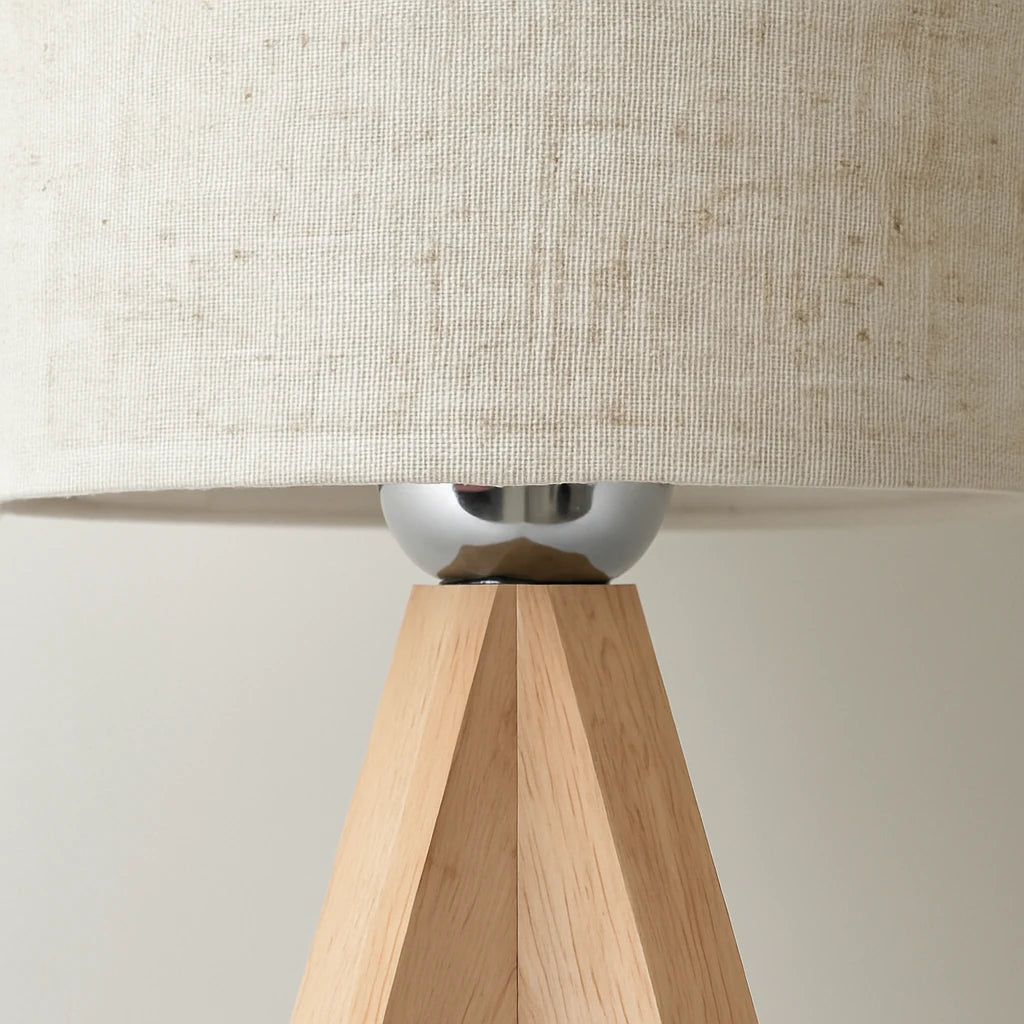 Lampe De Table En Bois Et Tissu Blanc 18x36cm-Déco Bohème