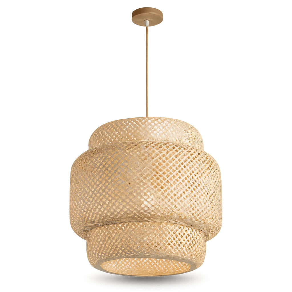 Lampe Suspendue En Bambou Tricotée 35x30cm-Déco Bohème
