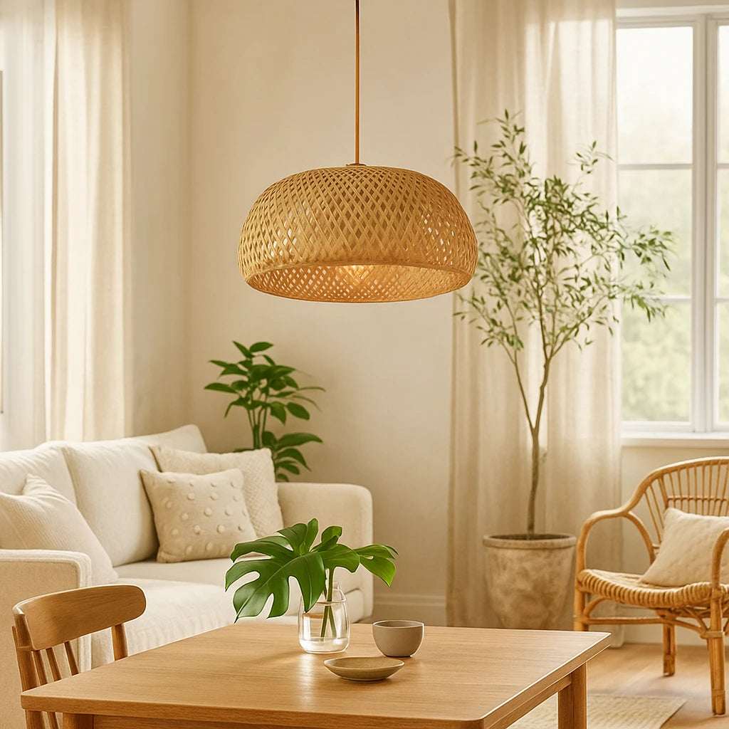 Luminaire Décoratif En Bambou Tricotée 18x30cm-Déco Bohème