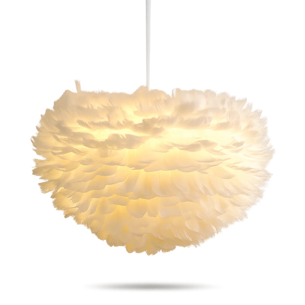 Lustre En Plumes De Pomme De Pin Nordic-Déco Bohème