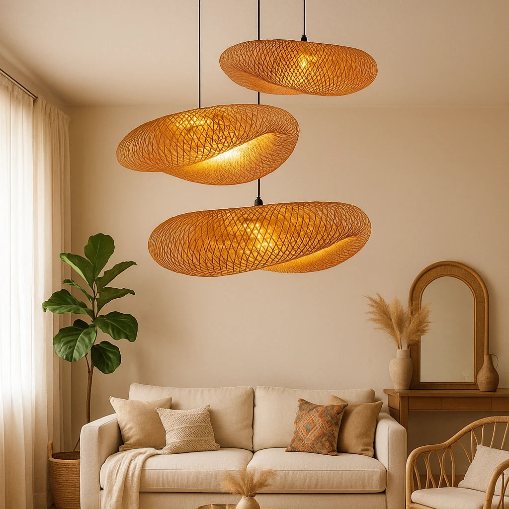 Lustres En Bambou Tissé À La Main 40/60/80 cm-Déco Bohème