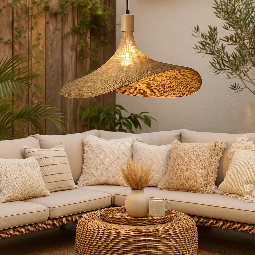 Lustres En Rotin Et Corde De Chanvre 100cm-Déco Bohème