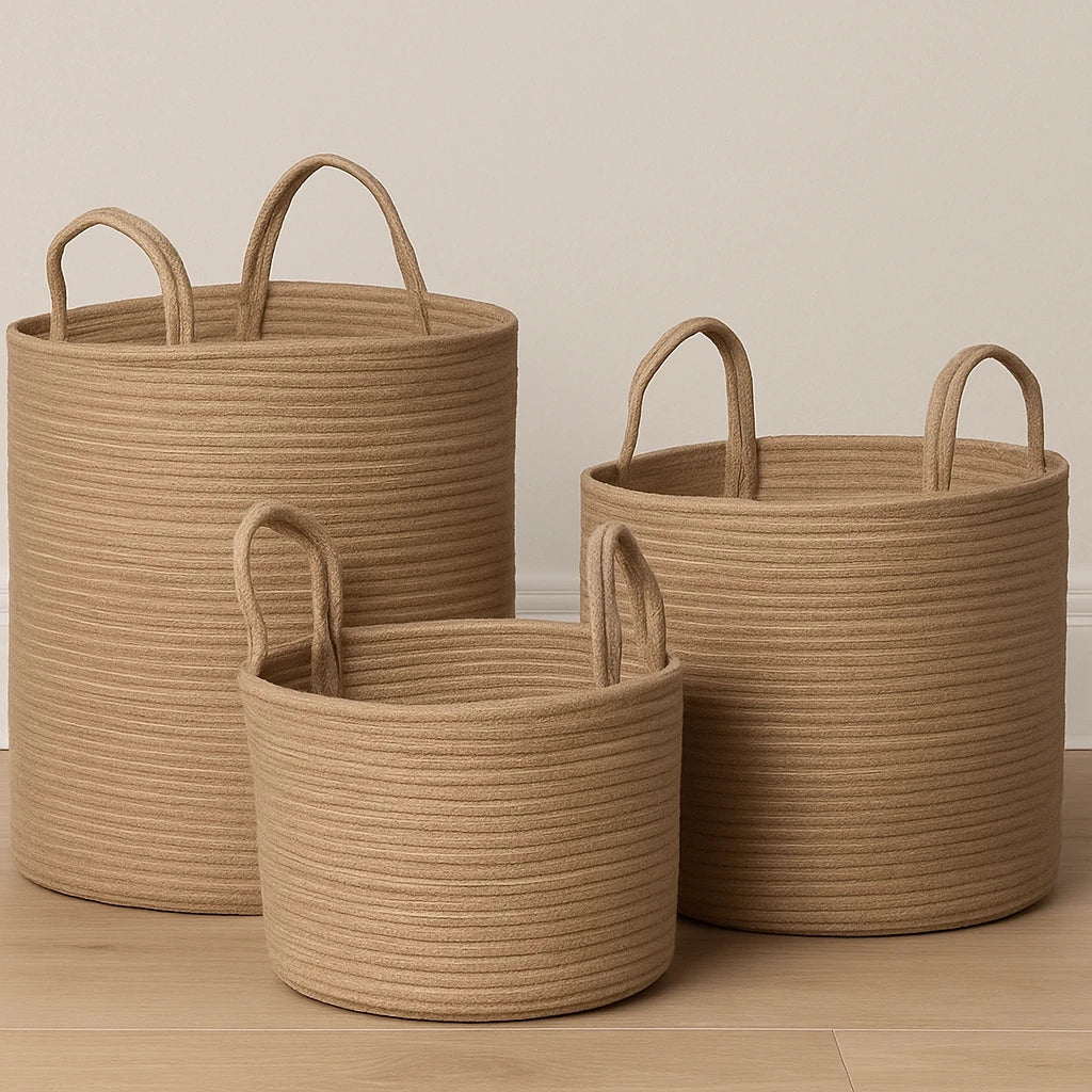 Panier A Linge En Osier Tissée A La Main-Déco Bohème