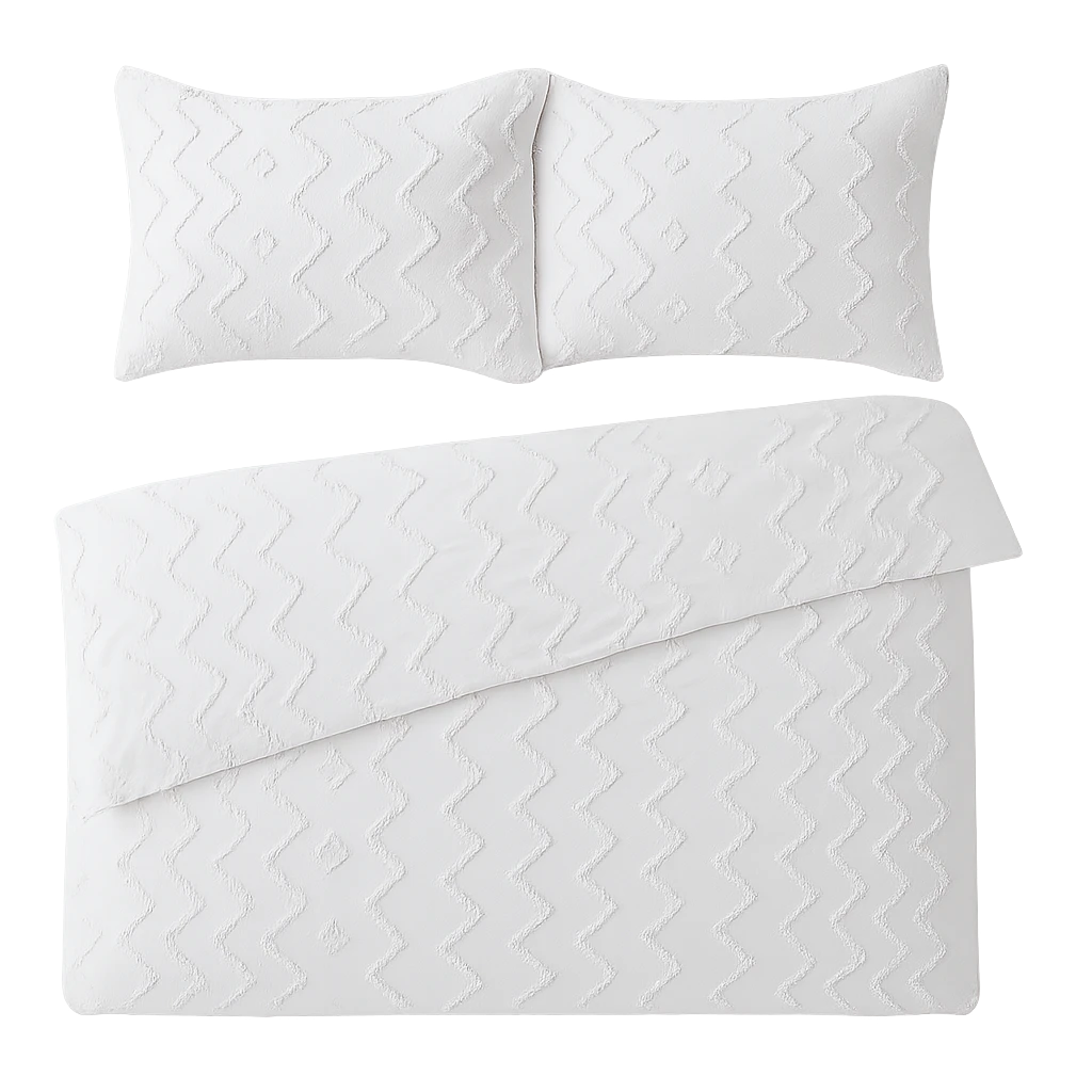 Parure De Lit Blanche Motif Chevron-Déco Bohème